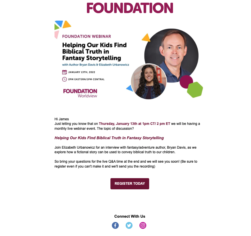 foundation webinar email