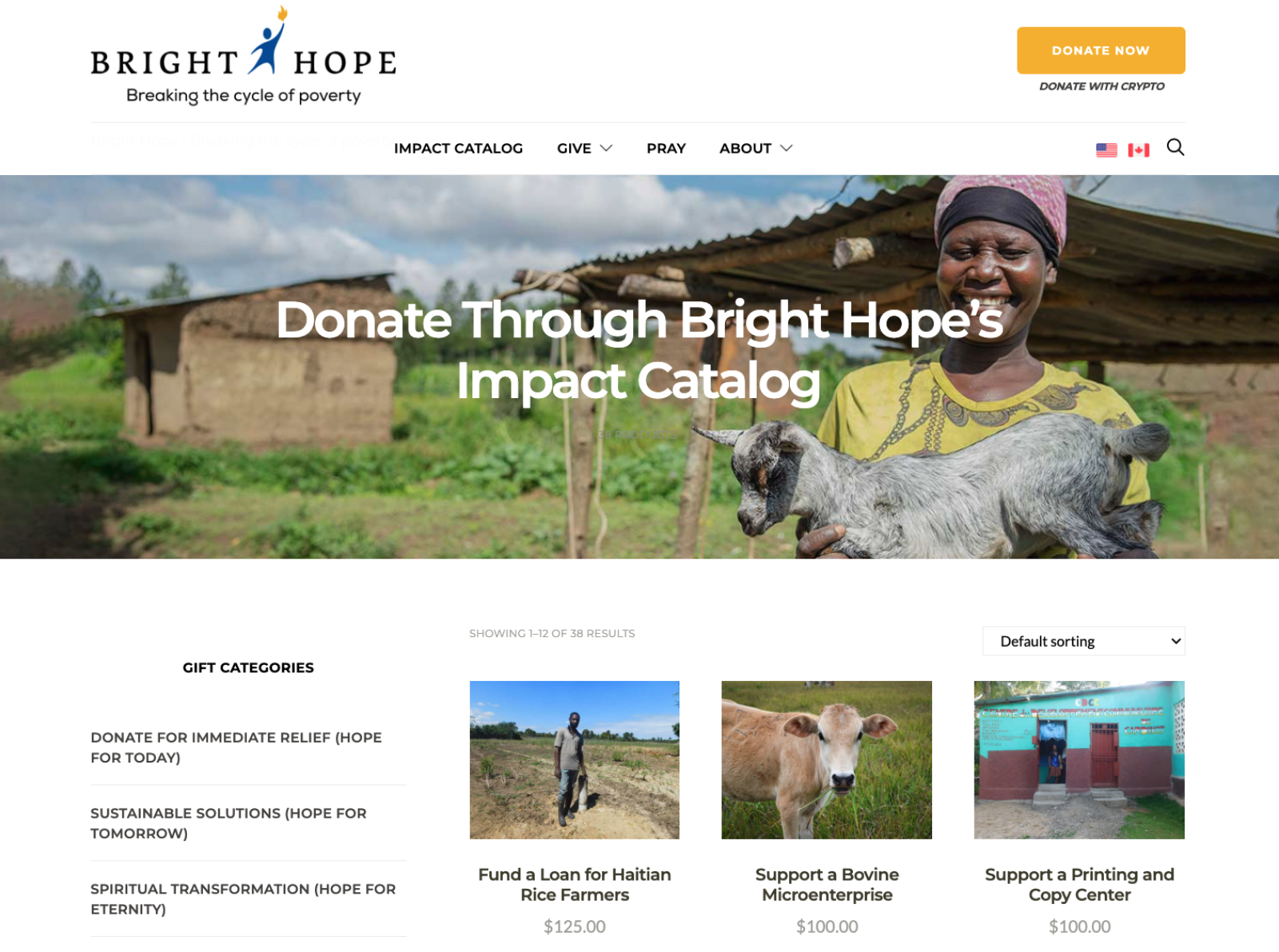 bright hope catalog landing page