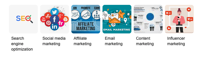 types of digital marketing search results